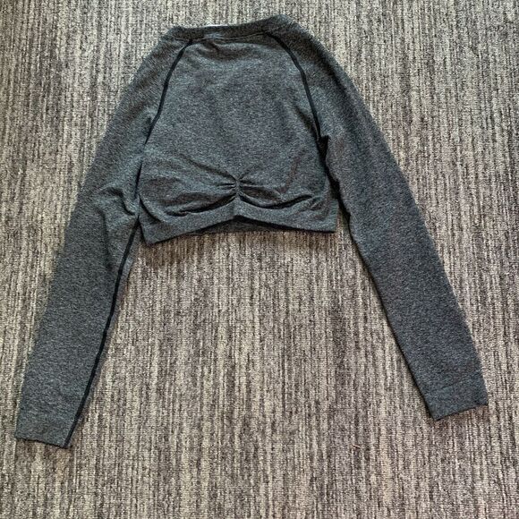 Gymshark Womens Adapt Marl Seamless Long Sleeve Crop Top Size Large Gray - Picture 5 of 5